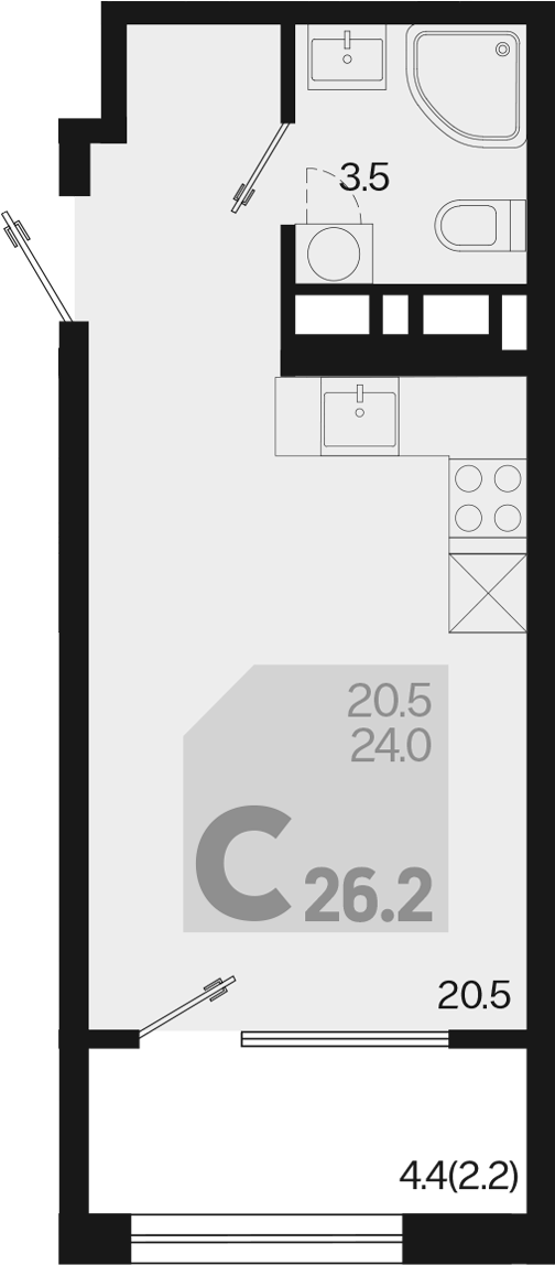 Планировка 24 м²