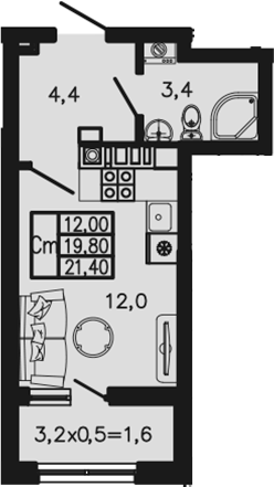 Студия · 19.8 м²