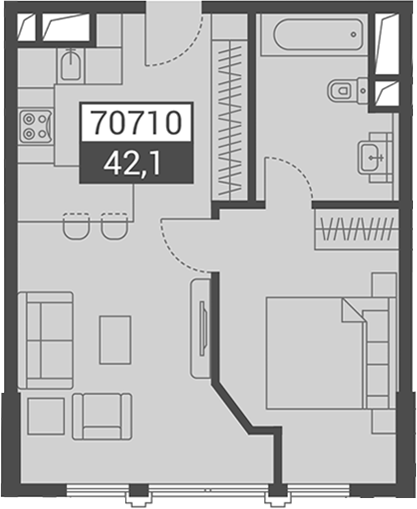 Планировка 42.1 м²