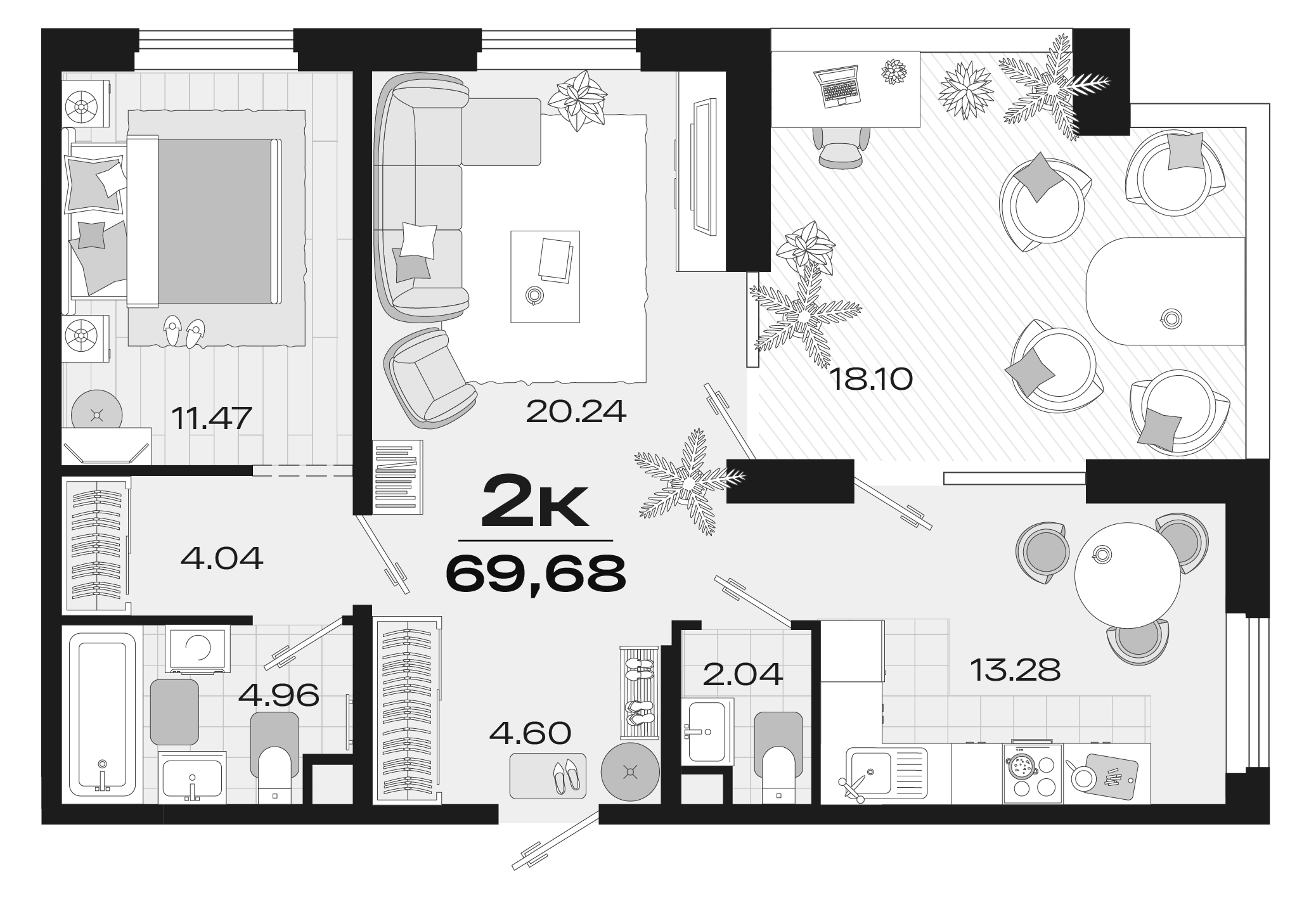 Планировка 60.63 м²