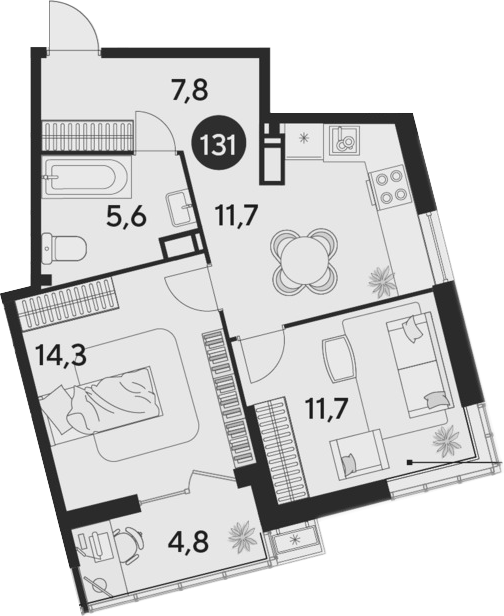 Продается 2-комн. квартира, 51.1 м²