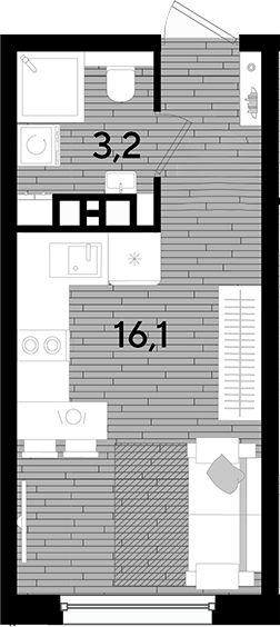 Студия · 19.3 м²