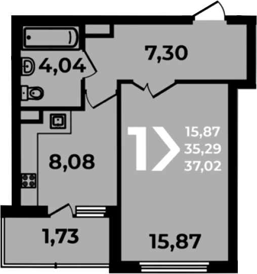 Планировка 35.29 м²