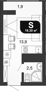 Планировка 16.4 м²