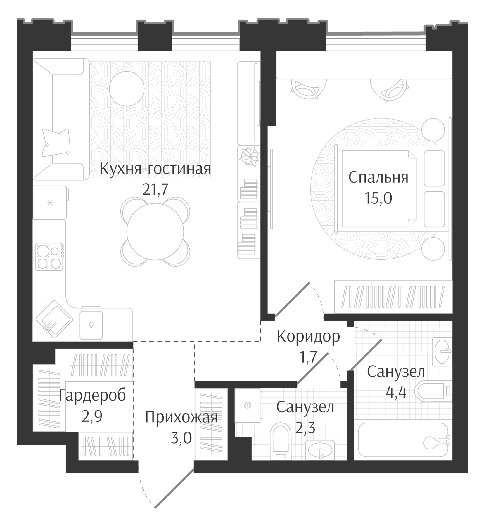 Планировка 51 м²