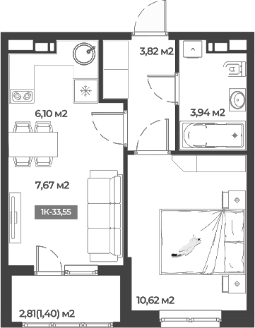 Продается 1-комн. квартира, 32.15 м²