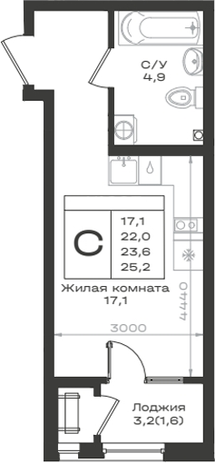 Планировка 22 м²