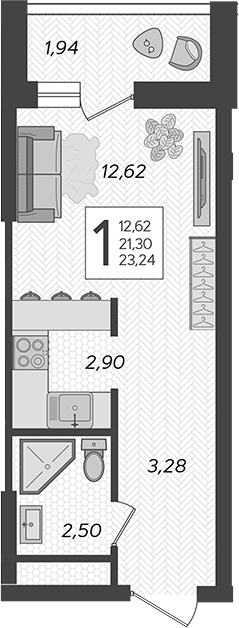 Продается 1-комн. квартира, 21.3 м²