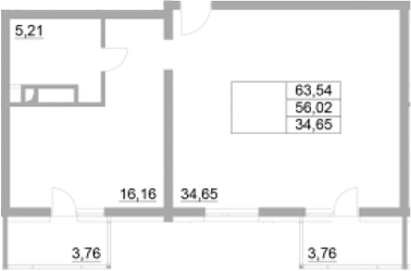 Продается 1-комн. квартира, 56.02 м²
