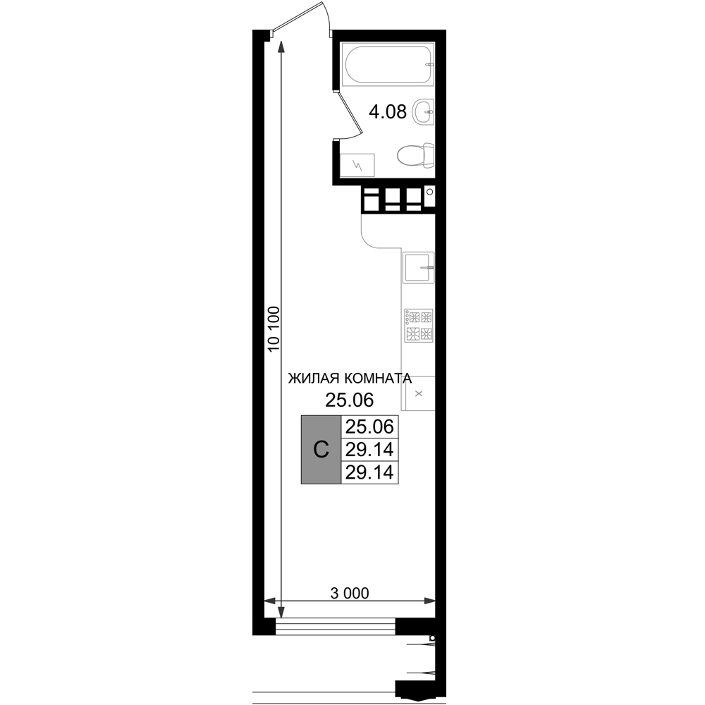 Планировка 29.14 м²