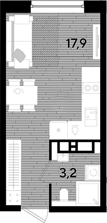 Планировка 21.1 м²