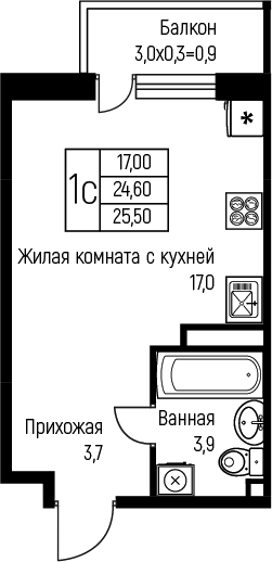Планировка 24.6 м²