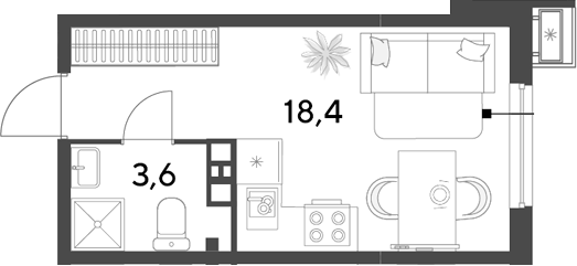 Планировка 22 м²