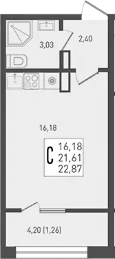 Планировка 21.61 м²