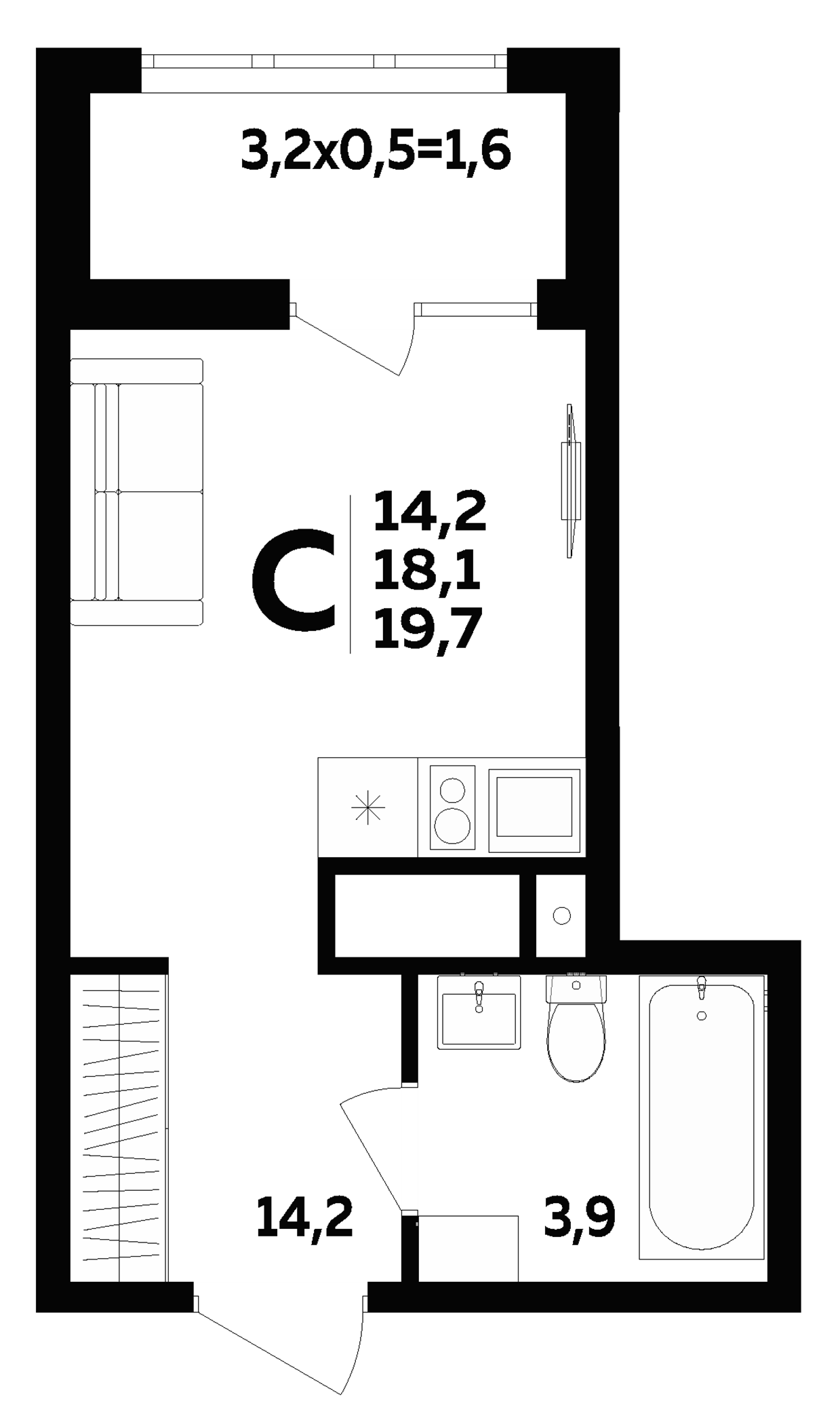 Планировка 18.1 м²