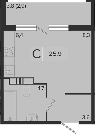 Планировка 23 м²
