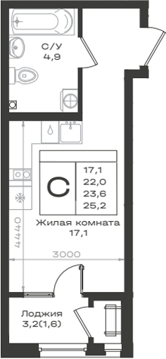 Студия · 22 м²