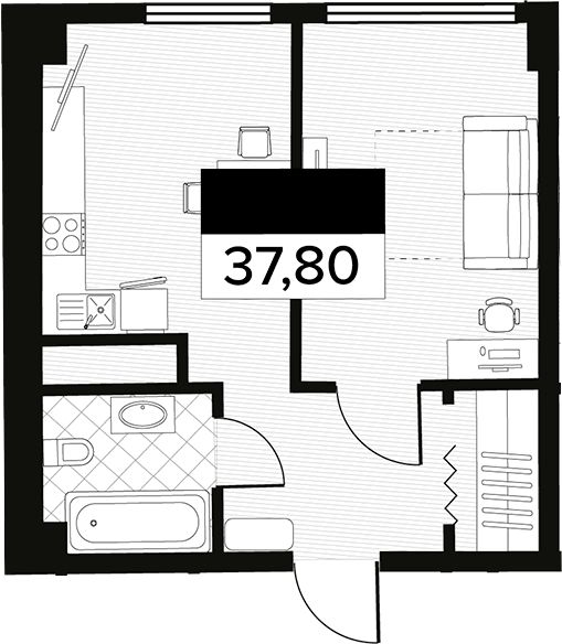 Планировка 37.8 м²