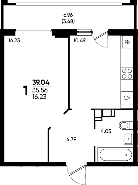 Планировка 35.56 м²