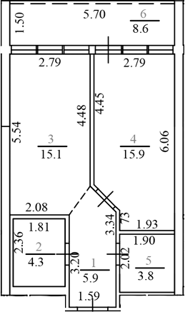 2-комн. · 45 м²