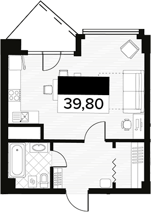 Планировка 39.8 м²