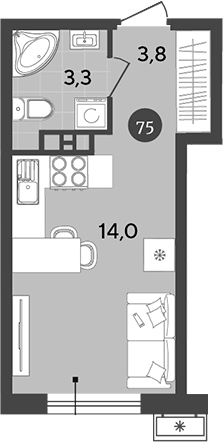 Планировка 21.1 м²