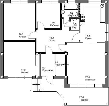 Планировка 101.48 м²