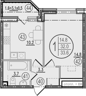 Планировка 32 м²