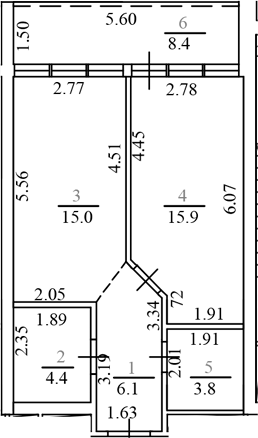Планировка 45.2 м²