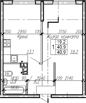 Продается 1-комн. квартира, 40.9 м²