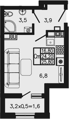 Планировка 24.2 м²