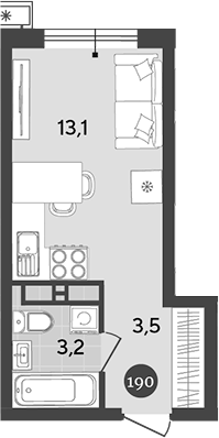 Студия · 19.8 м²