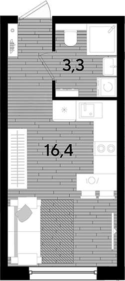Планировка 19.7 м²