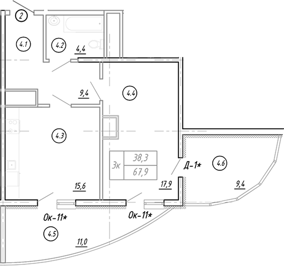 Планировка 49.9 м²