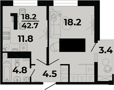 Планировка 39.3 м²