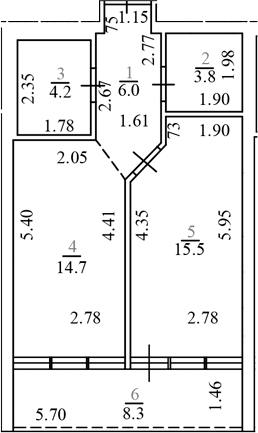 Планировка 44.2 м²