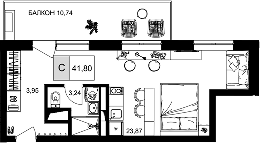 Планировка 31.06 м²