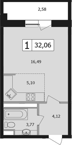 Планировка 32.1 м²