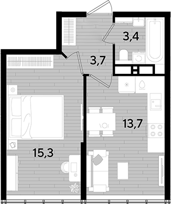 Продается 1-комн. квартира, 36.1 м²