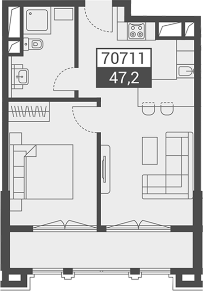 Планировка 47.2 м²