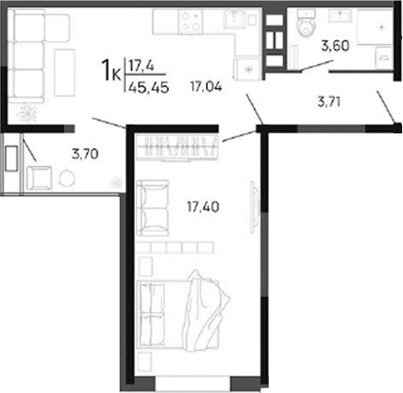 Продается 1-комн. квартира, 41.75 м²