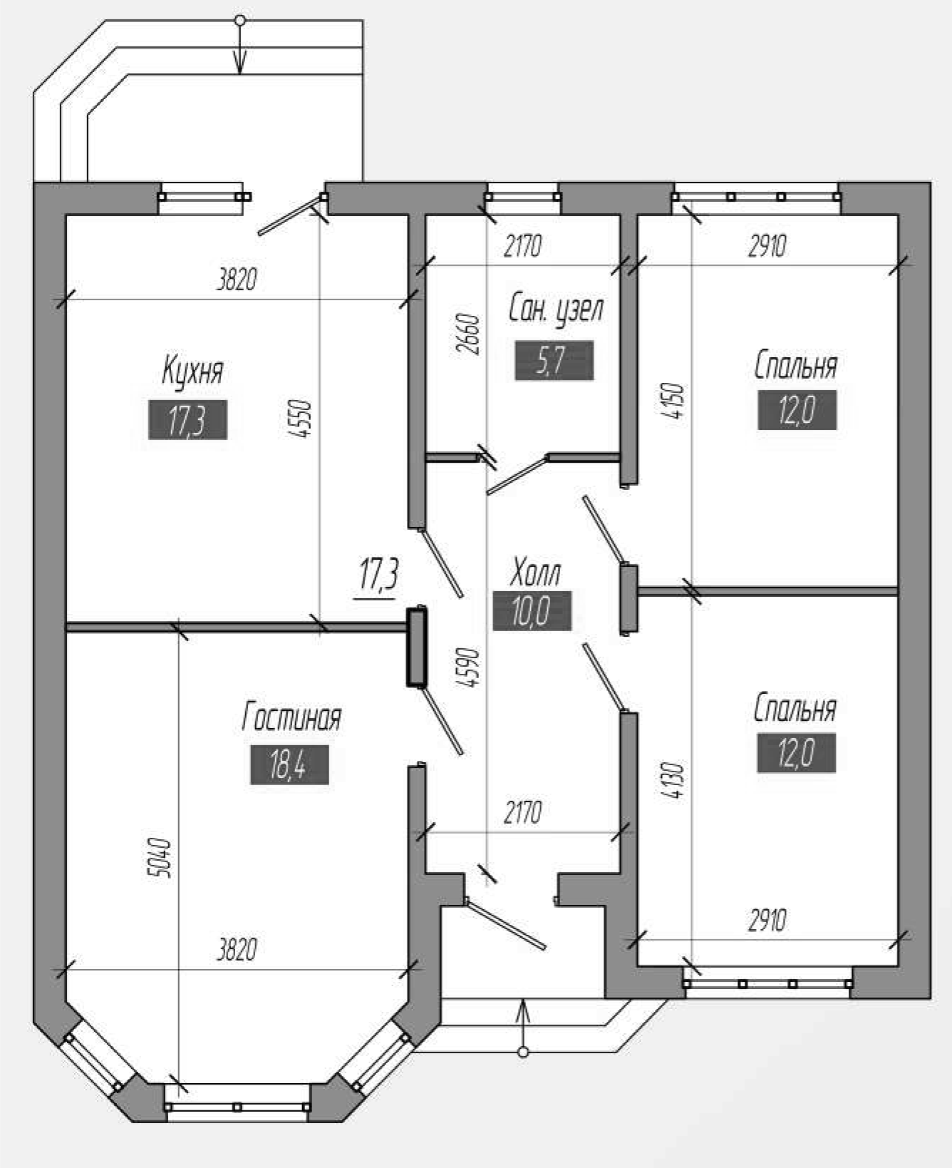 Планировка 75.4 м²