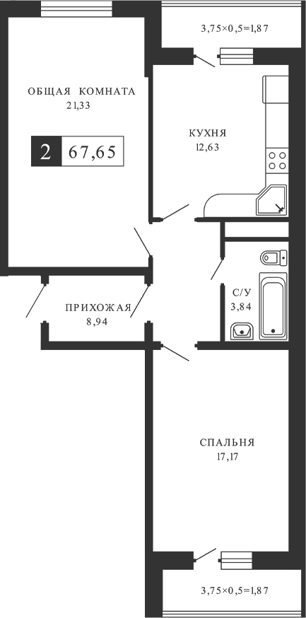 Планировка 63.76 м²