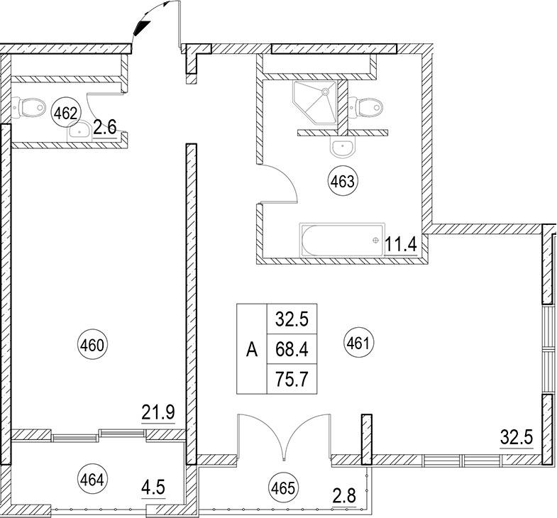 Планировка 68.6 м²