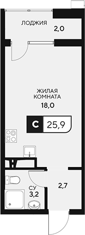 Планировка 23.9 м²