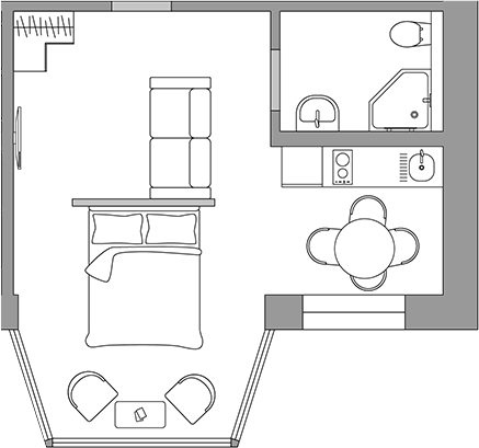 Планировка 33.8 м²