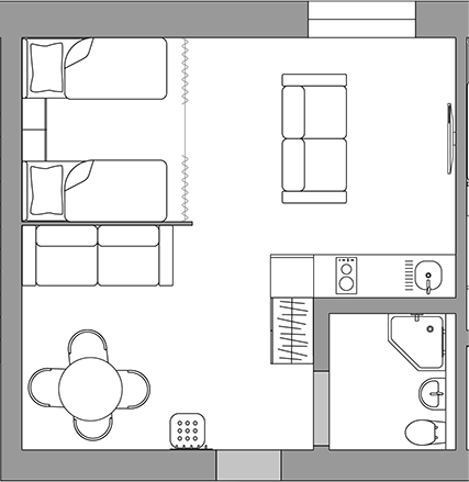 Планировка 33.6 м²