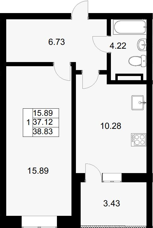 Планировка 39.13 м²