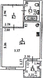 Планировка 39.8 м²