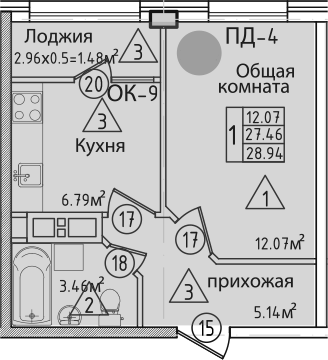 Планировка 29.42 м²